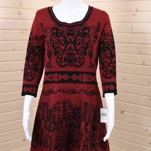 Taylor Women's Jacquard Fit & Flare Sweater Dress